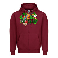 Burgundy lucky teacher St. Patricks Day Zipper Hoodie - FaDigitalArtStudio