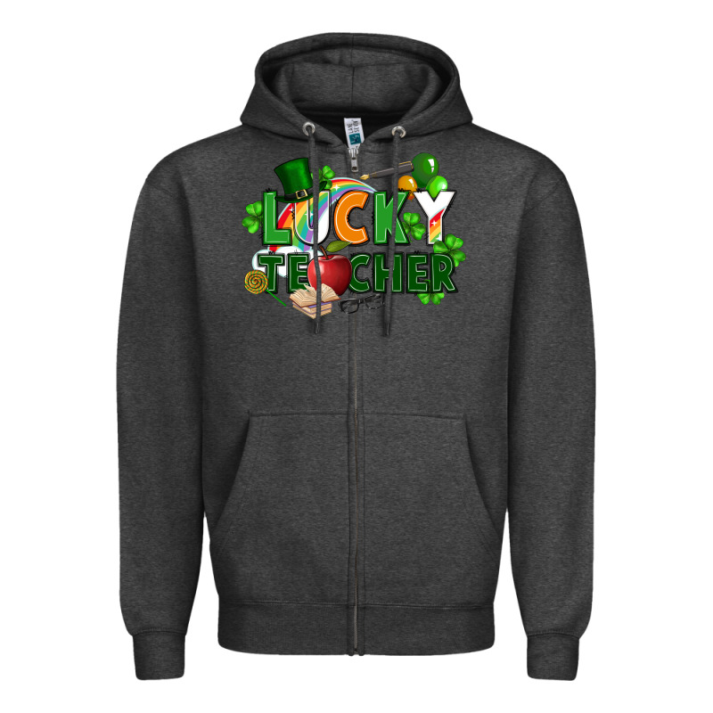 Lucky Teacher St. Patricks Day Zipper Hoodie by FaDigitalArtStudio | Teevron