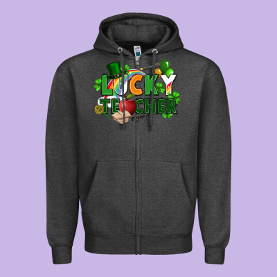 Lucky Teacher St. Patricks Day Zipper Hoodie Designed By Fadigitalartstudio