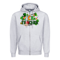 Heather Grey lucky teacher St. Patricks Day Zipper Hoodie - FaDigitalArtStudio