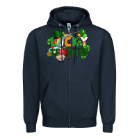 Navy lucky teacher St. Patricks Day Zipper Hoodie - FaDigitalArtStudio