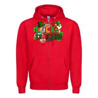 Red lucky teacher St. Patricks Day Zipper Hoodie - FaDigitalArtStudio