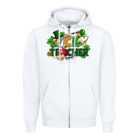 White lucky teacher St. Patricks Day Zipper Hoodie - FaDigitalArtStudio