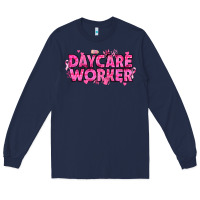 Navy Breast Cancer Daycare Worker Long Sleeve Tee - texasbilliewilder