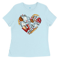 Baby Blue bake tools hearts Ladies Tee - NancyCooperArtShop