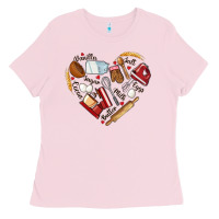 Bubblegum Pink bake tools hearts Ladies Tee - NancyCooperArtShop
