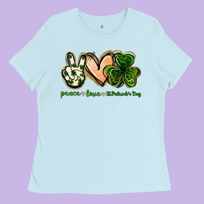 Peace Love St.patrick's Day Ladies Tee Designed By Jasminsmagicworld