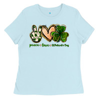 Baby Blue peace love st.patrick's day Ladies Tee - Jasminsmagicworld