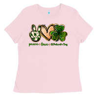 Bubblegum Pink peace love st.patrick's day Ladies Tee - Jasminsmagicworld