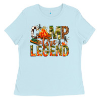 Baby Blue camp fire legend Ladies Tee - NancyCooperArtShop