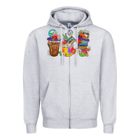Heather Grey hippie coffee cups bbs Zipper Hoodie - BundleAndBundleShop