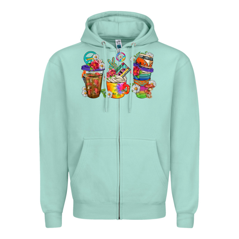 Hippie Coffee Cups Bbs Zipper Hoodie by BundleAndBundleShop | Teevron