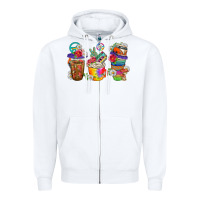 White hippie coffee cups bbs Zipper Hoodie - BundleAndBundleShop