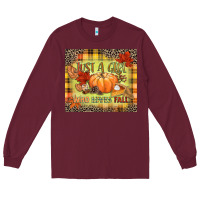 Burgundy Just a girl who loves Fall Long Sleeve Tee - NancyCooperArtShop