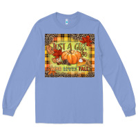 Colony Blue Just a girl who loves Fall Long Sleeve Tee - NancyCooperArtShop