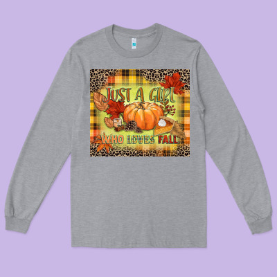 Just A Girl Who Loves Fall Long Sleeve Tee Designed By Nancycooperartshop