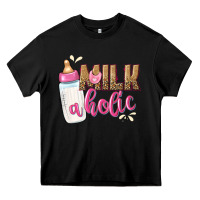 Black milkaholic girls Heavy Core Tee - NancyCooperArtShop