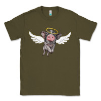 Army Green angel baby pig Classic Tee - BarkalooDesign