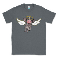 Charcoal Heather angel baby pig Classic Tee - BarkalooDesign