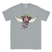 Heather Grey angel baby pig Classic Tee - BarkalooDesign