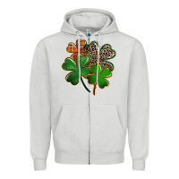 Dove Grey Leopard shamrock St. Patricks Day Zipper Hoodie - FaDigitalArtStudio