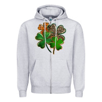 Heather Grey Leopard shamrock St. Patricks Day Zipper Hoodie - FaDigitalArtStudio