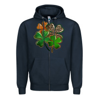 Navy Leopard shamrock St. Patricks Day Zipper Hoodie - FaDigitalArtStudio