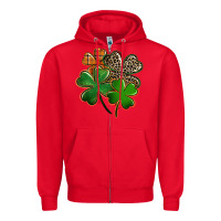 Red Leopard shamrock St. Patricks Day Zipper Hoodie - FaDigitalArtStudio