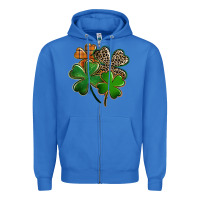 True Royal Leopard shamrock St. Patricks Day Zipper Hoodie - FaDigitalArtStudio