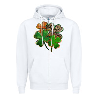 White Leopard shamrock St. Patricks Day Zipper Hoodie - FaDigitalArtStudio