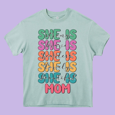She Is Mom Heavy Core Tee Designed By Jahusdesignshop