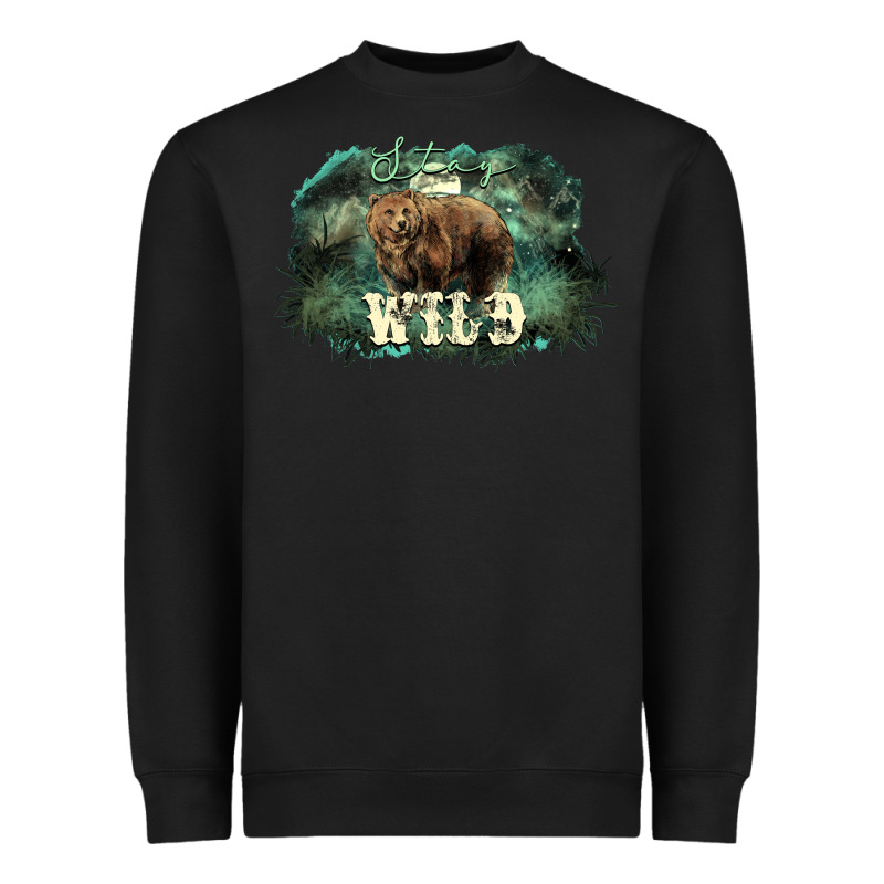 Stay Wild Night Grizzly Bear Heavyweight Sweatshirt by HowdyJamesFarm | Teevron