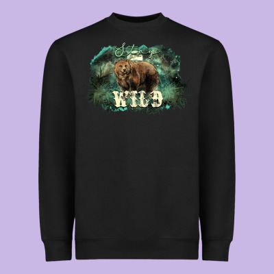 Stay Wild Night Grizzly Bear Heavyweight Sweatshirt Designed By Howdyjamesfarm