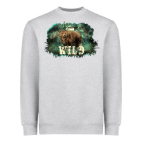 Heather Grey Stay wild night Grizzly Bear Heavyweight Sweatshirt - HowdyJamesFarm