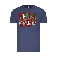 Vintage Denim Merry Christmas Buffalo Plaid Leopard Vintage Tee - Bettercallsaul
