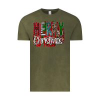 Vintage Olive Merry Christmas Buffalo Plaid Leopard Vintage Tee - Bettercallsaul