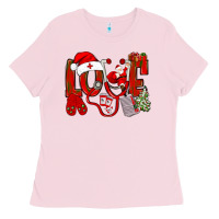 Bubblegum Pink christmas love nurse Ladies Tee - NancyCooperArtShop