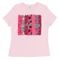 Bubblegum Pink valentines day brushstroke background brushstroke Ladies Tee - NancyCooperArtShop