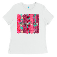 White valentines day brushstroke background brushstroke Ladies Tee - NancyCooperArtShop