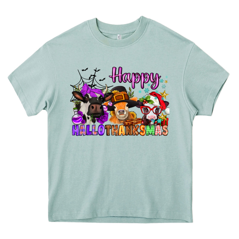 Happy Hallothanksmas Cows  Nancy Heavy Core Tee by NancyCooperArtShop | Teevron
