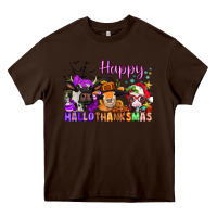 Chocolate Brown happy hallothanksmas cows  nancy Heavy Core Tee - NancyCooperArtShop