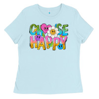 Baby Blue choose happy with smile Ladies Tee - NancyCooperArtShop