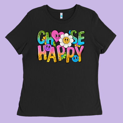 Choose Happy With Smile Ladies Tee Designed By Nancycooperartshop