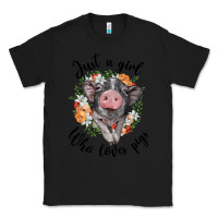 Black just a girl who loves pigs floral wreath Classic Tee - BarkalooDesign