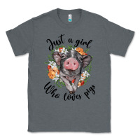 Charcoal Heather just a girl who loves pigs floral wreath Classic Tee - BarkalooDesign