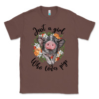 Chestnut just a girl who loves pigs floral wreath Classic Tee - BarkalooDesign