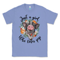 Colony Blue just a girl who loves pigs floral wreath Classic Tee - BarkalooDesign