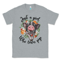Heather Grey just a girl who loves pigs floral wreath Classic Tee - BarkalooDesign