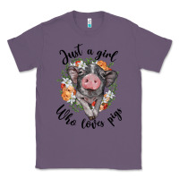 Lavender just a girl who loves pigs floral wreath Classic Tee - BarkalooDesign