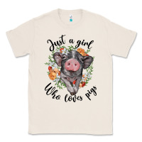 Natural just a girl who loves pigs floral wreath Classic Tee - BarkalooDesign